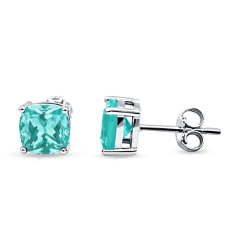 Solitaire Push Back Stud Earring Paraiba Tourmaline CZ 925 Sterling Silver Wholesale